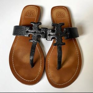 Tory Burch Black Leather Moore Sandals 5.5